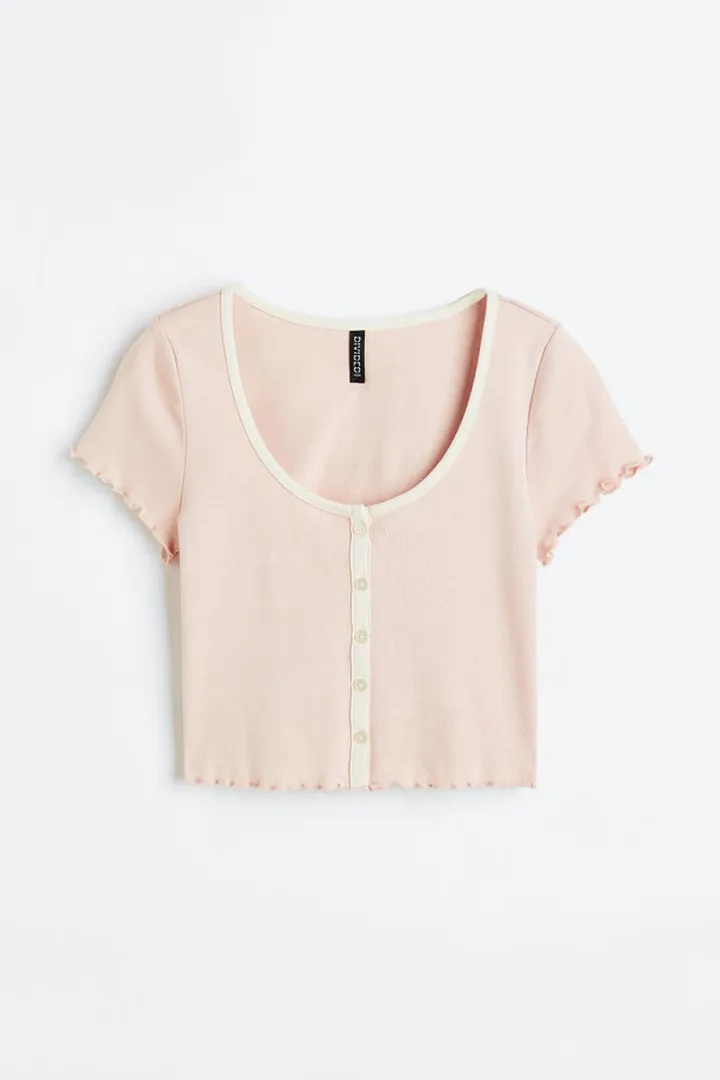 Button-front Crop Top