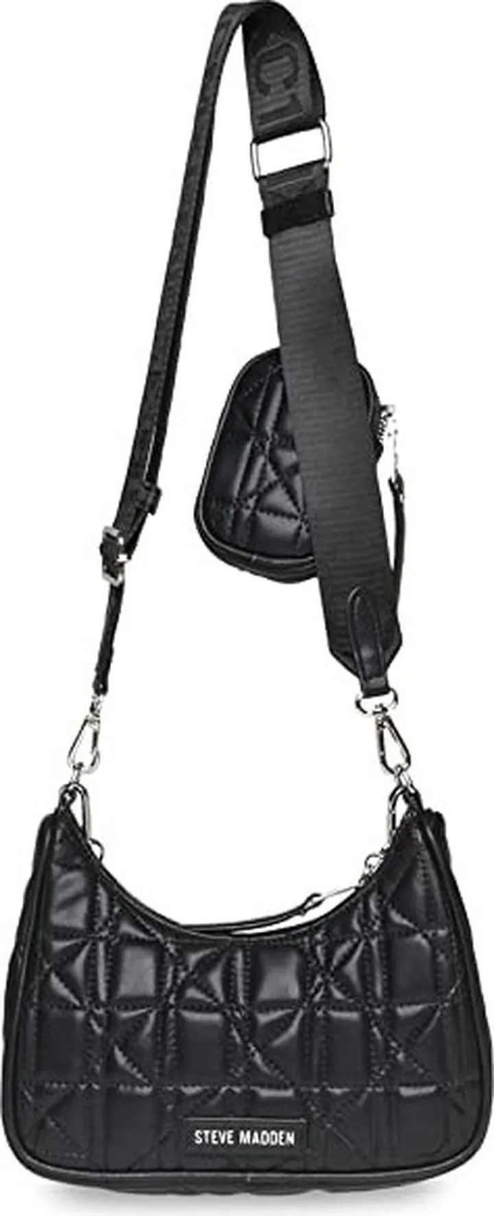 Steve Madden Vital-G Multi Pouch Quilted Crossbody (Black) Handbags