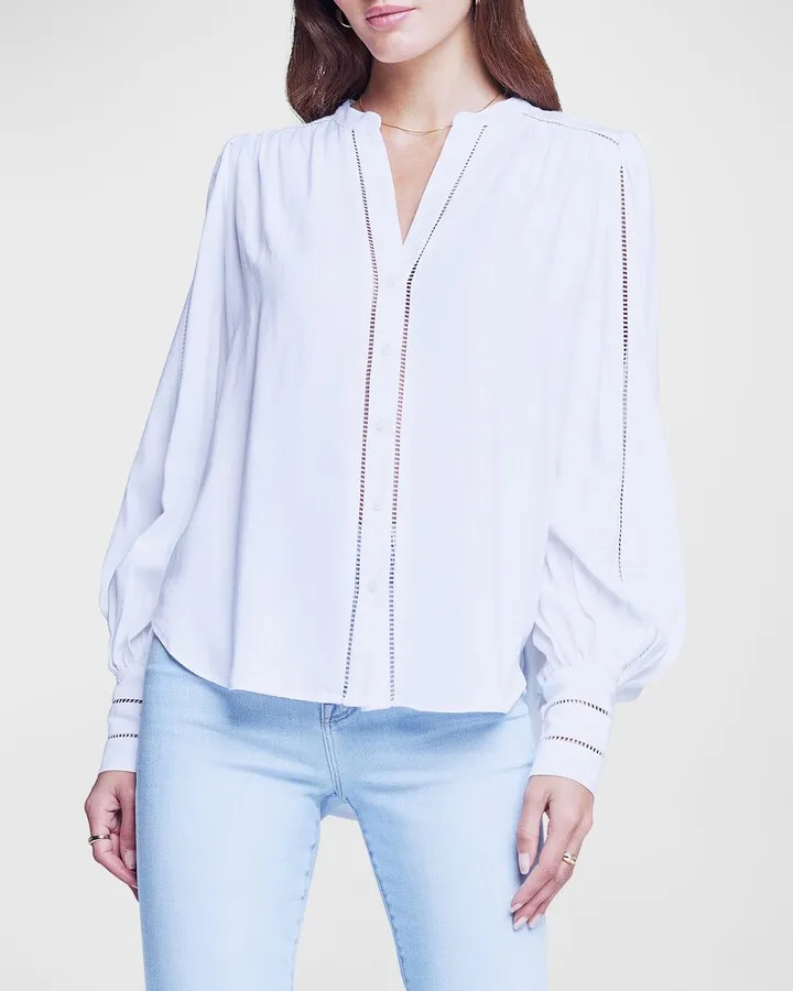 Kiera Ladder-Trim Blouse