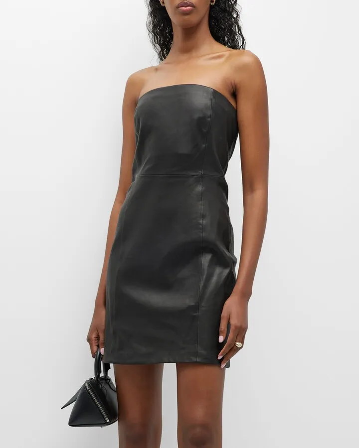 Strapless Leather Mini Dress