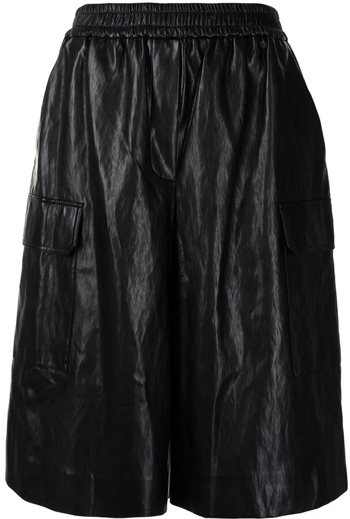 Elasticated-Waist Leather Shorts