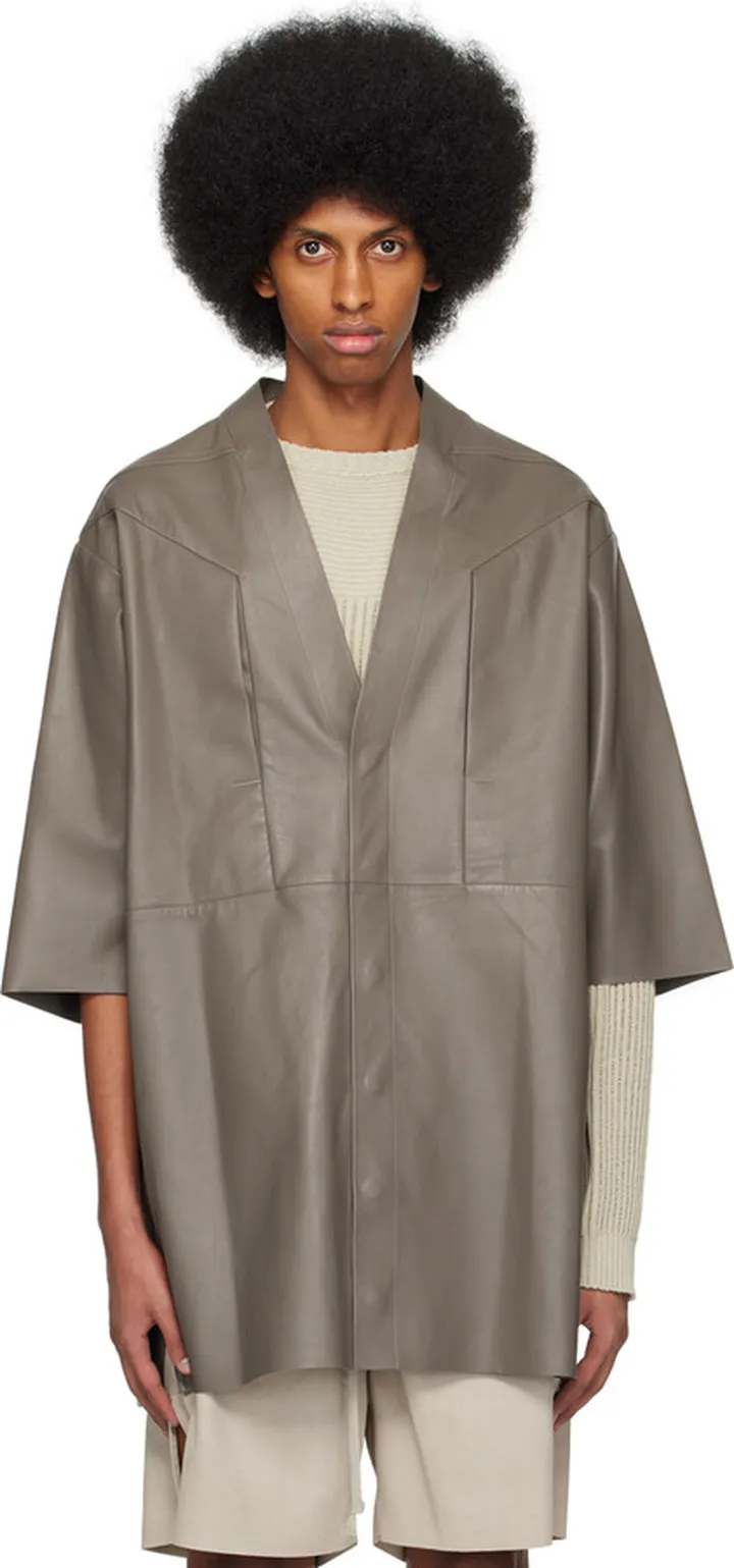 Rick Owens Gray Shaun Leather Jacket