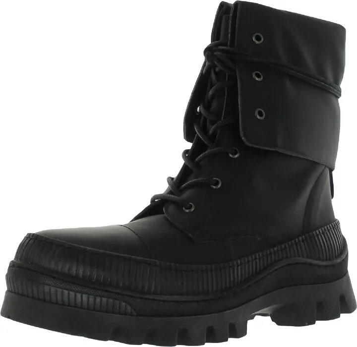 Goldie Womens Leather Over The Ankle Combat & Lace-up Boots