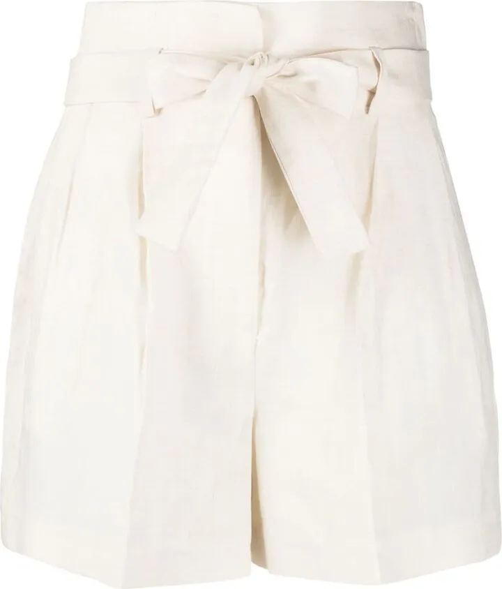Tied-Waist Pleated Shorts