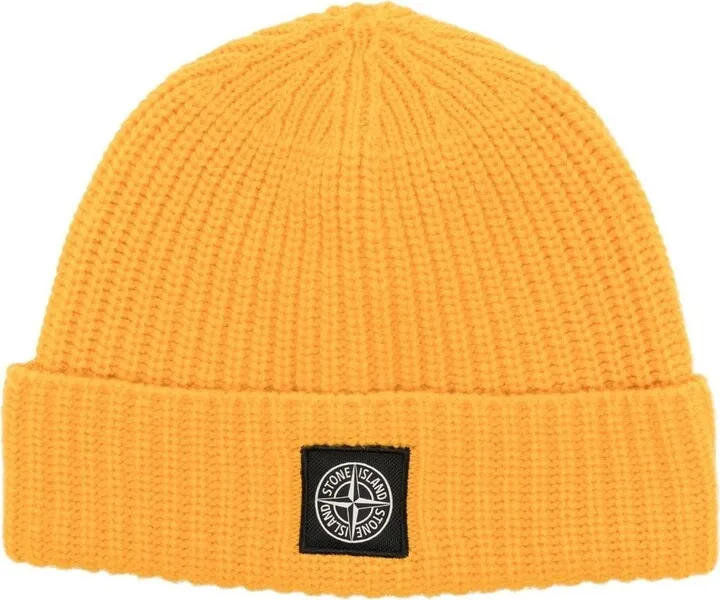 Logo-Patch Ribbed-Knit Beanie