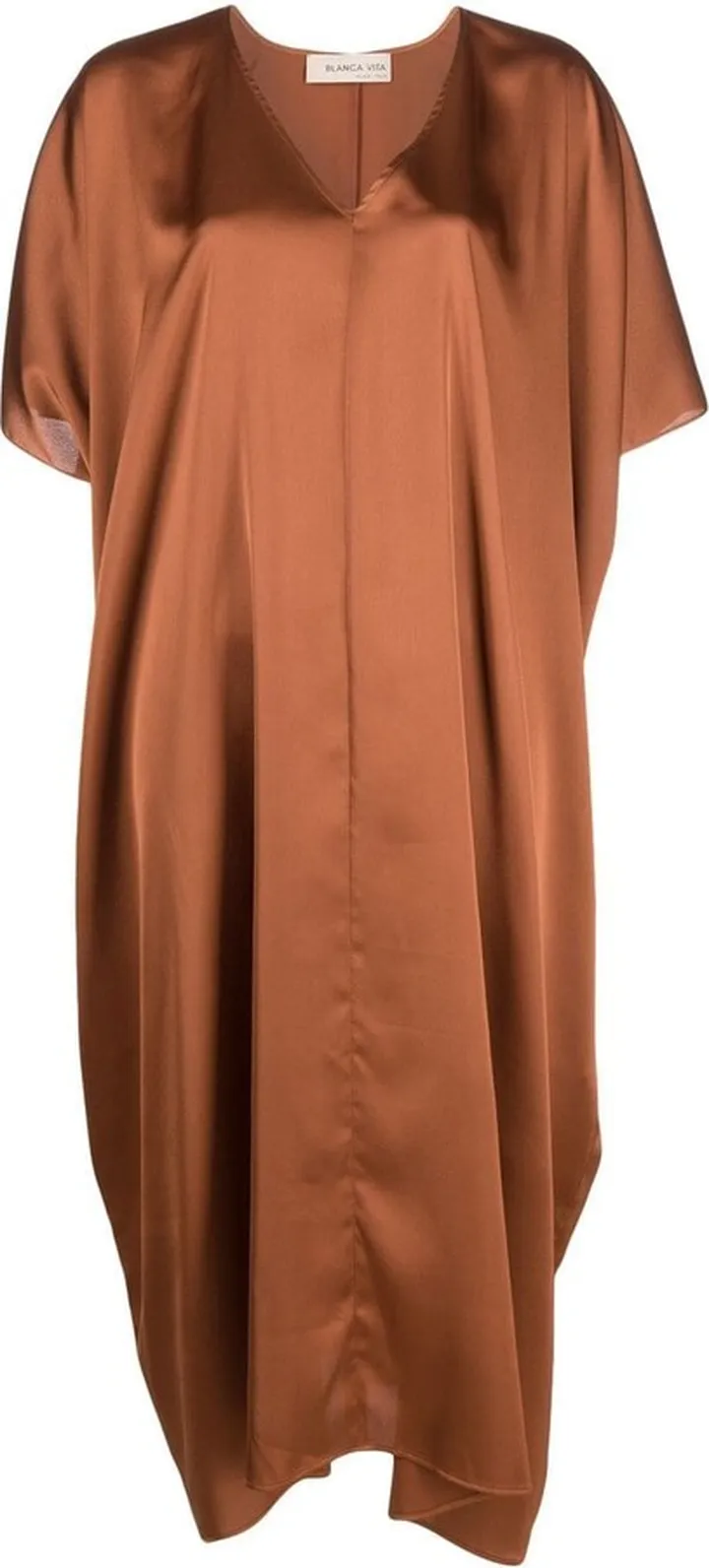 satin V-neck midi dress