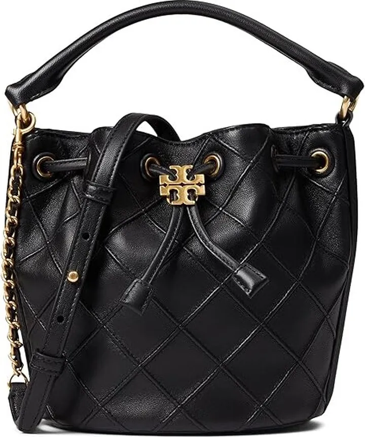 Tory Burch Fleming Soft Bucket Bag (Black) Handbags