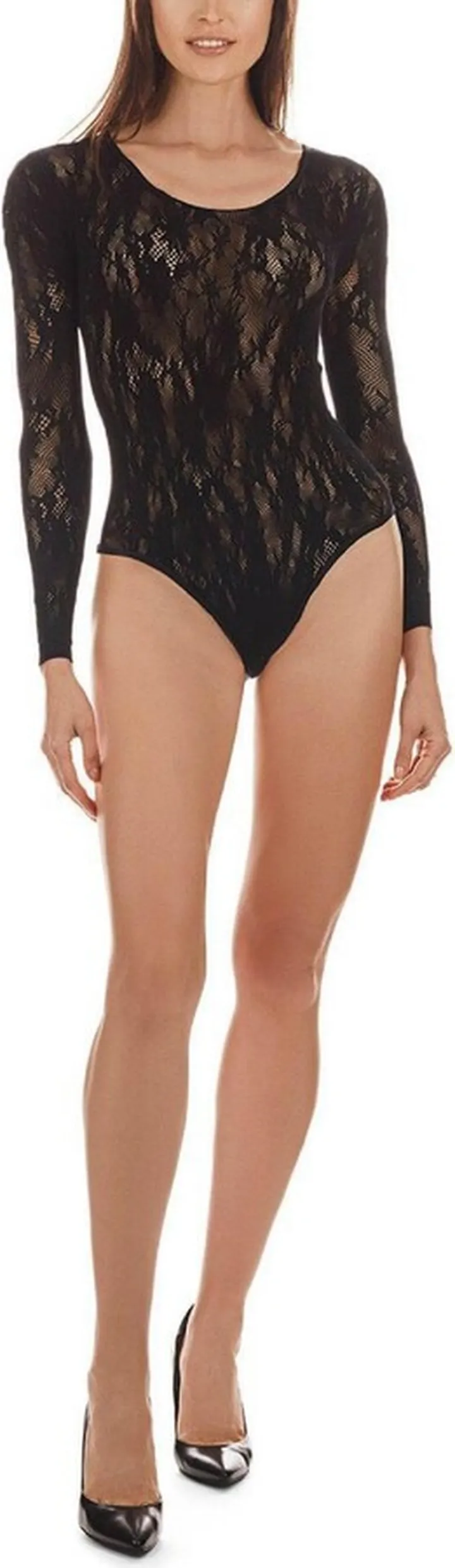 MeMoi Women's Flirty Floral Long Sleeve Seamless Bodysuit