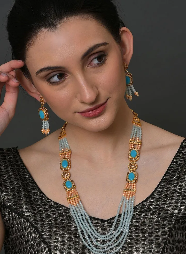 Gold Plated Stone Designer Necklace Set