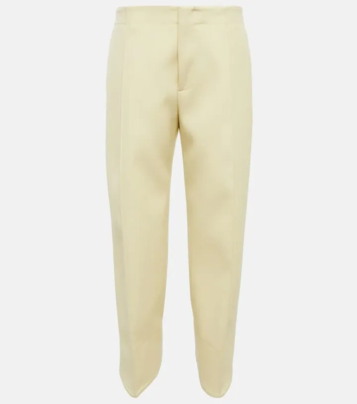 Mid-rise cropped wool pants