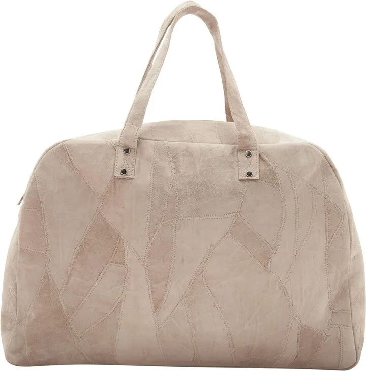 Mina Victory Handbags & Crossbody Leather Weekender 19" x 6" x 14" Lt Grey