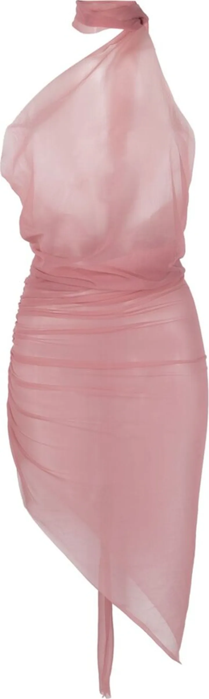Pink Sheer Asymmetric Dress
