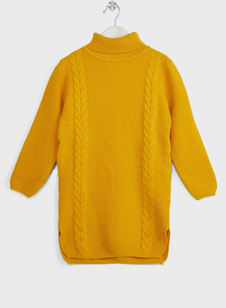 Girls Turtle Neck Oversize Sweater Dress