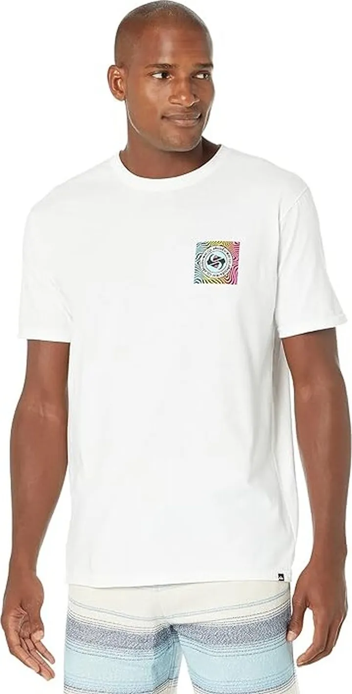 Quiksilver Shadow Groove Short Sleeve Tee (White) Men's Clothing
