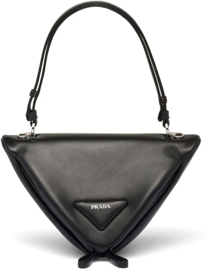 Triangle leather tote bag