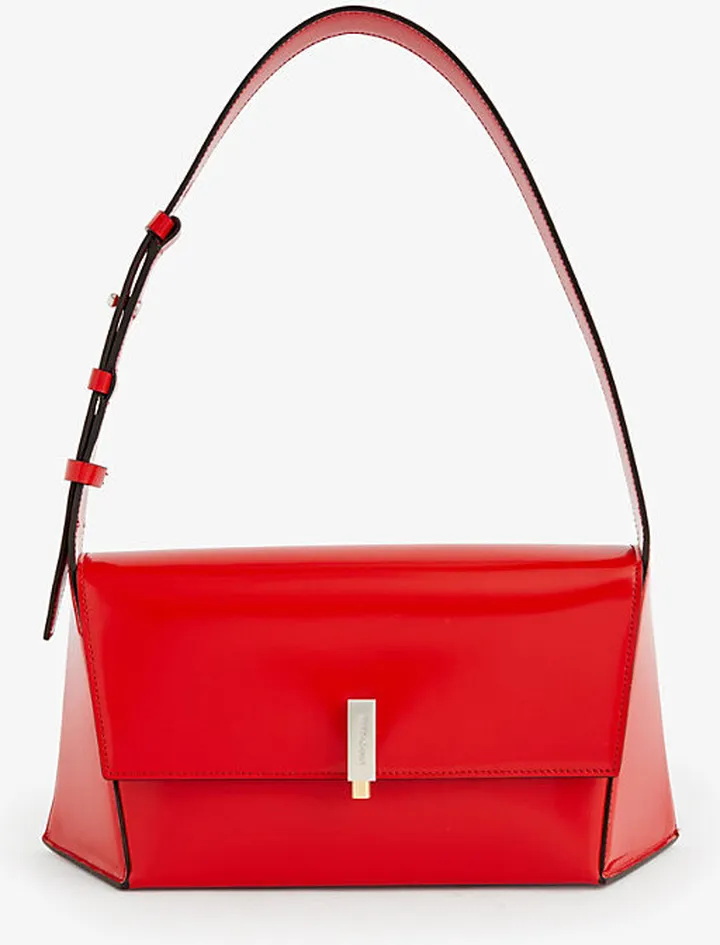 Womens Flame Red Prisma Leather Shoulder bag