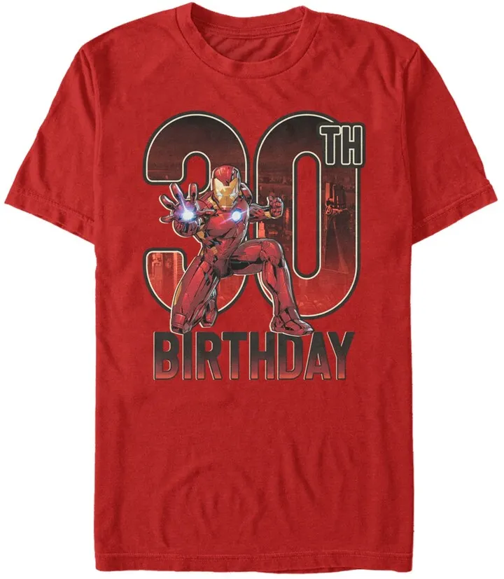 Fifth Sun Men's Marvel Iron Man 30th Birthday Action Pose Short Sleeve T-Shirt