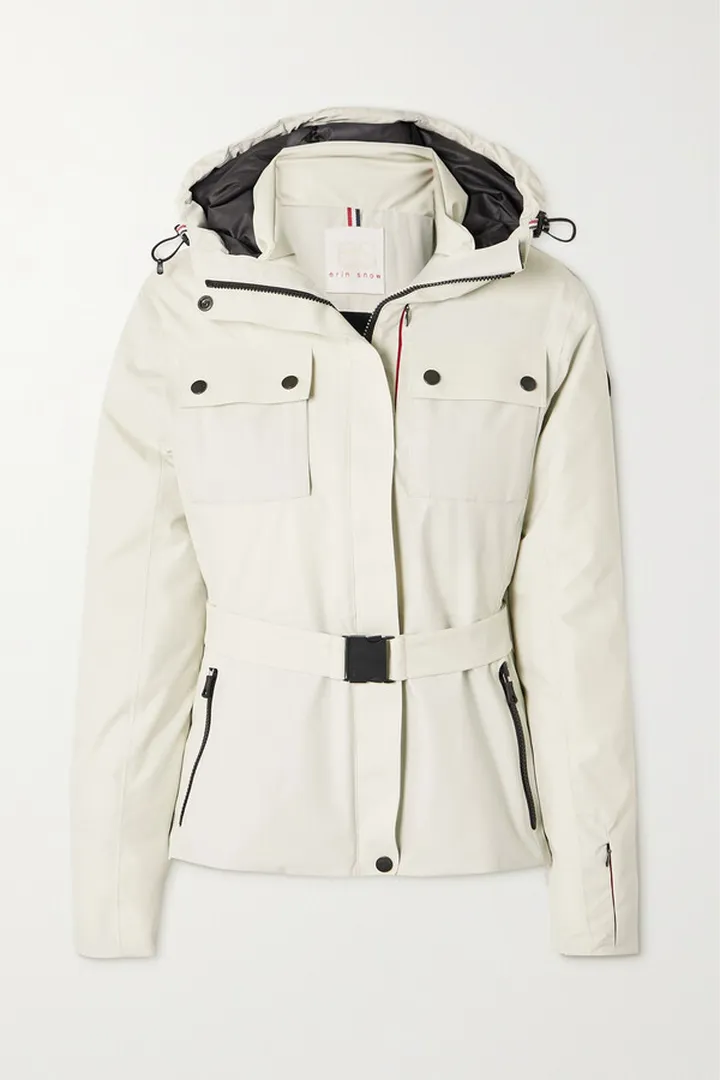 Erin Snow - + Net Sustain Diana Hooded Belted Recycled Ski Jacket - Ecru