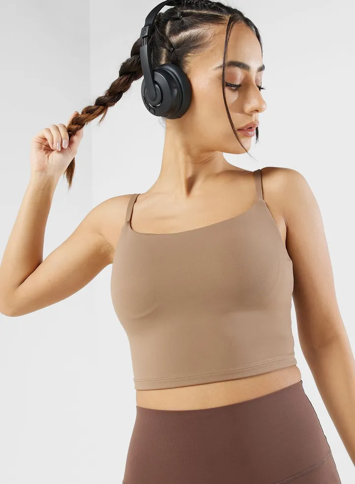 Padded Square Detail Sports Bra