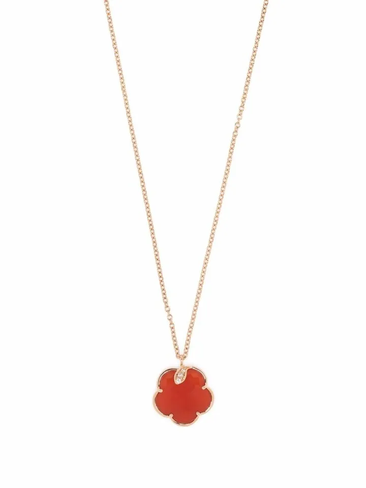 18kt rose gold Petit Joli carnelian and diamond necklace