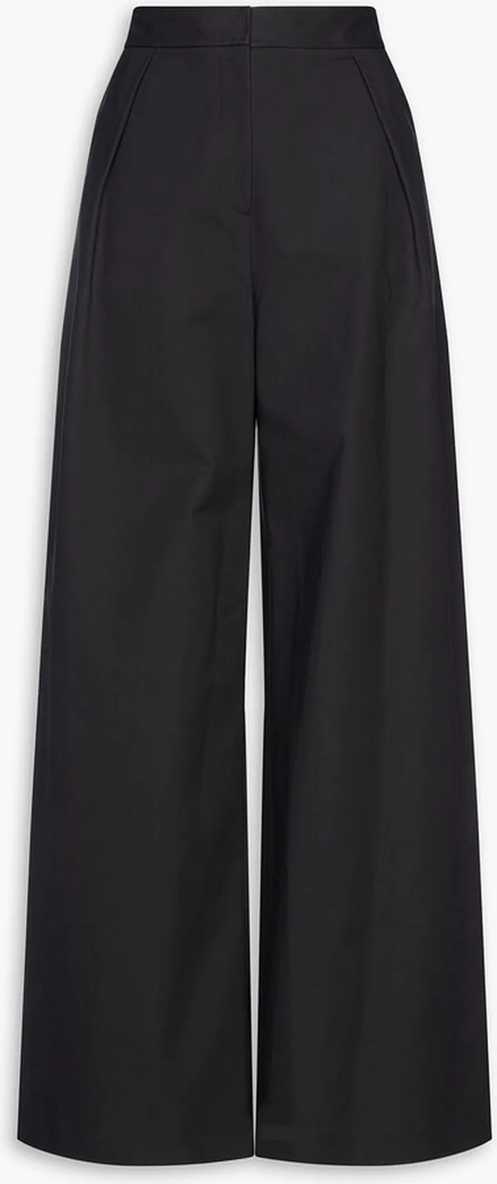 Pleated cotton-blend sateen wide-leg pants