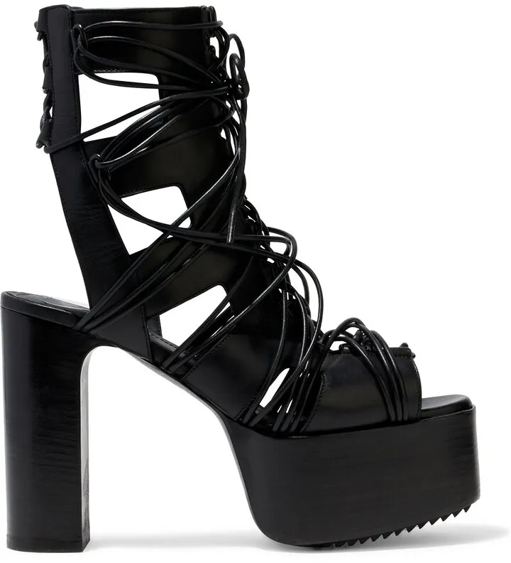 Megalaced Kiss cutout leather platform sandals