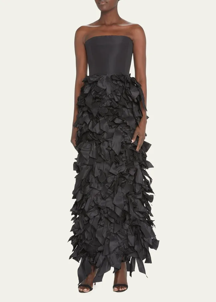 Strapless Taffeta Bow Gown