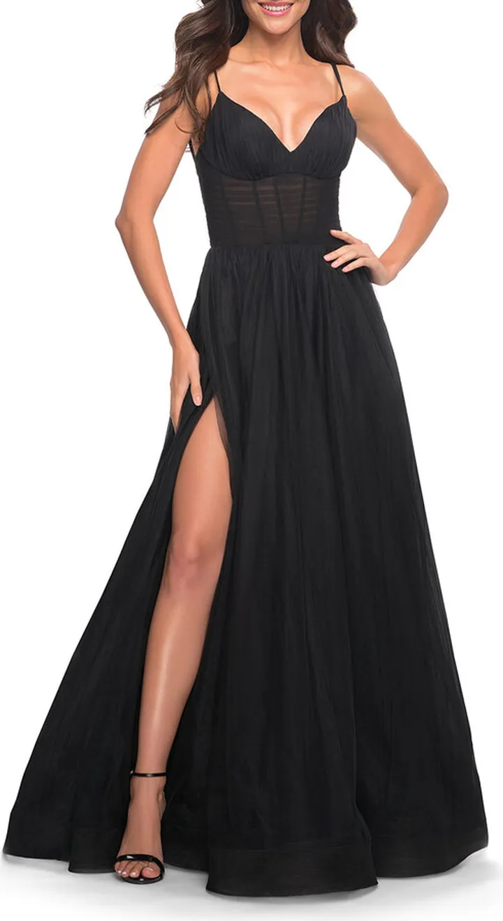 Corset Sheer Bodice Tulle A-line Dress
