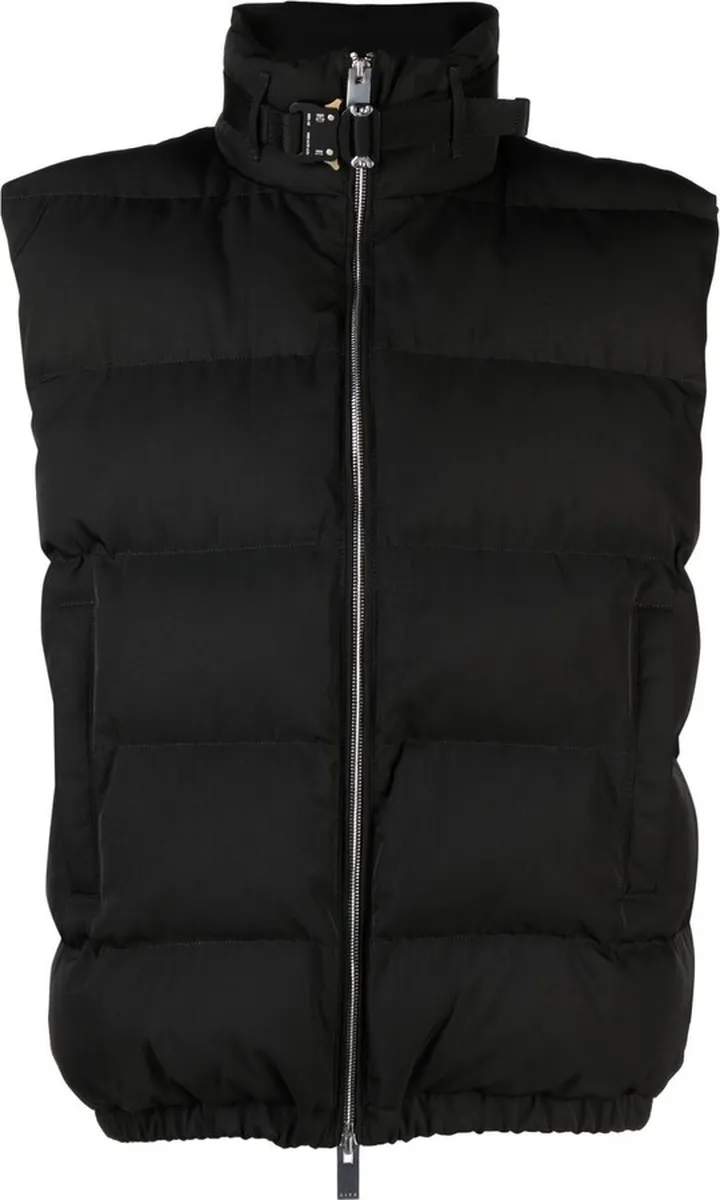 Black High-Neck Puffer Vest