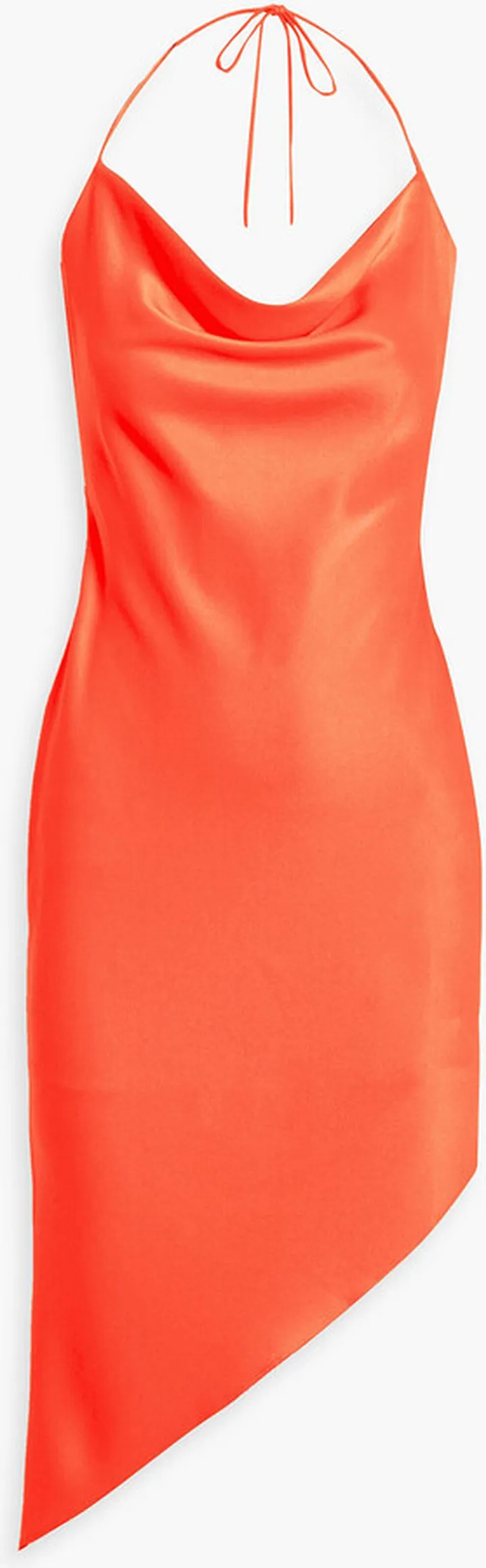 Harmony asymmetric satin-crepe halterneck mini dress