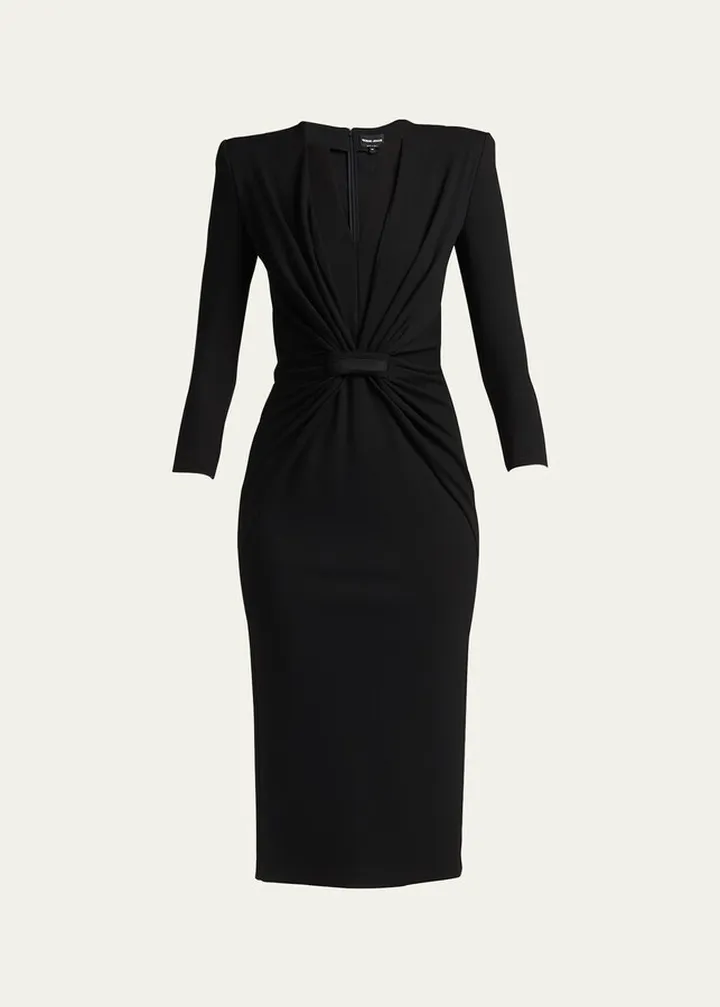 Draped Milano Stitch Midi Dress