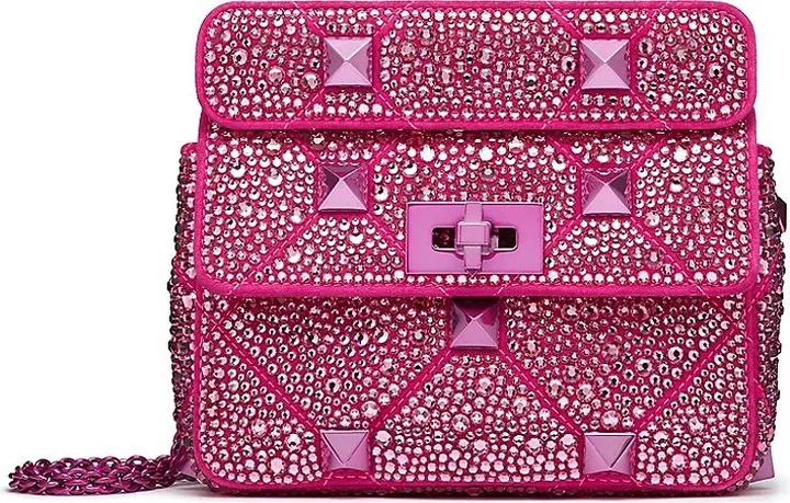 Roman Stud Embellished Leather Shoulder Bag