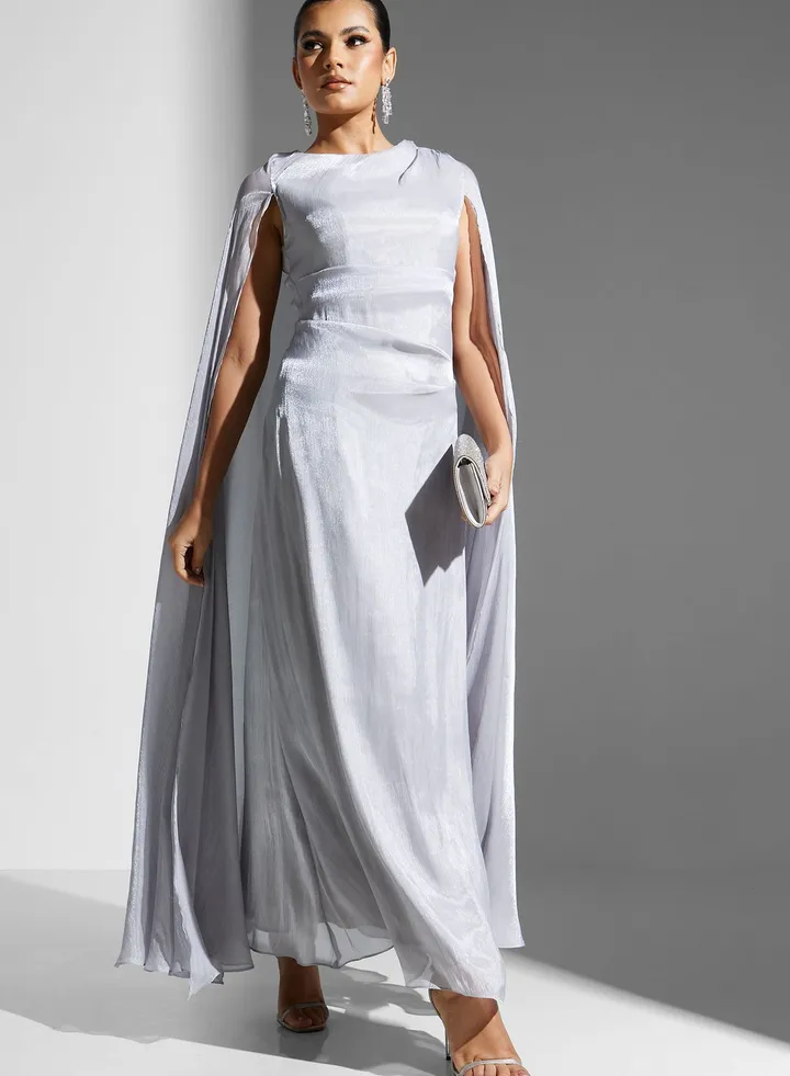 Zena Louay Dress With Cape Detail