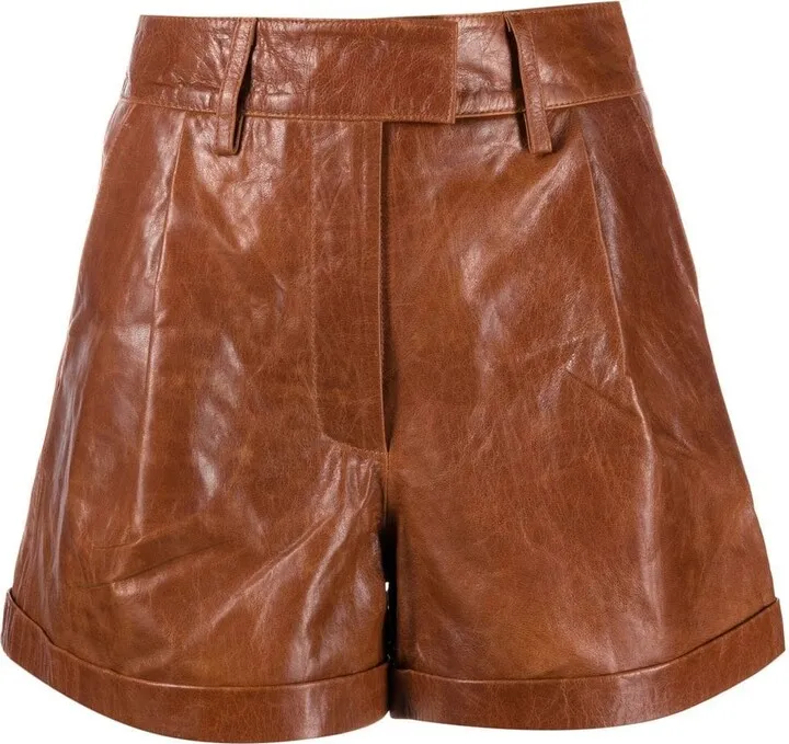 High-Waist Leather Shorts