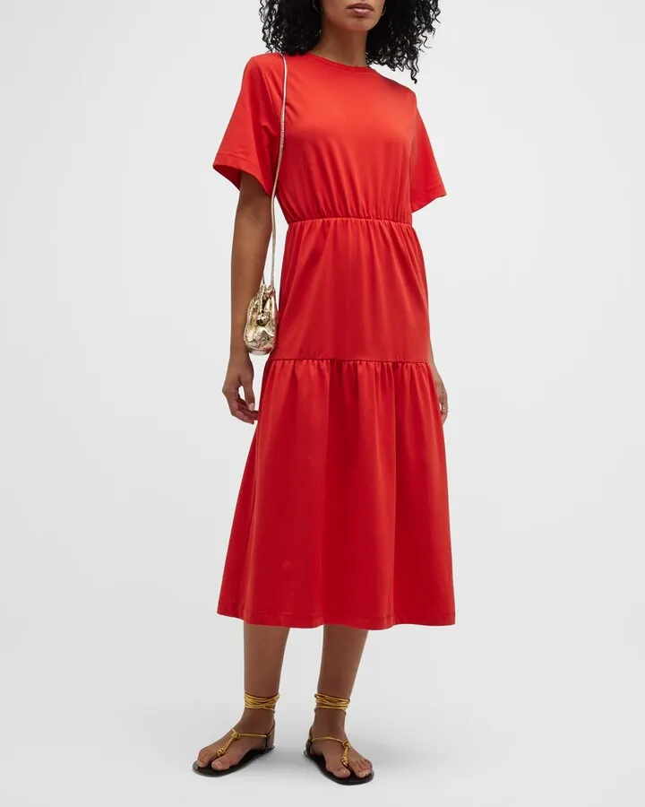 Santos Tiered A-Line Jersey Midi Dress