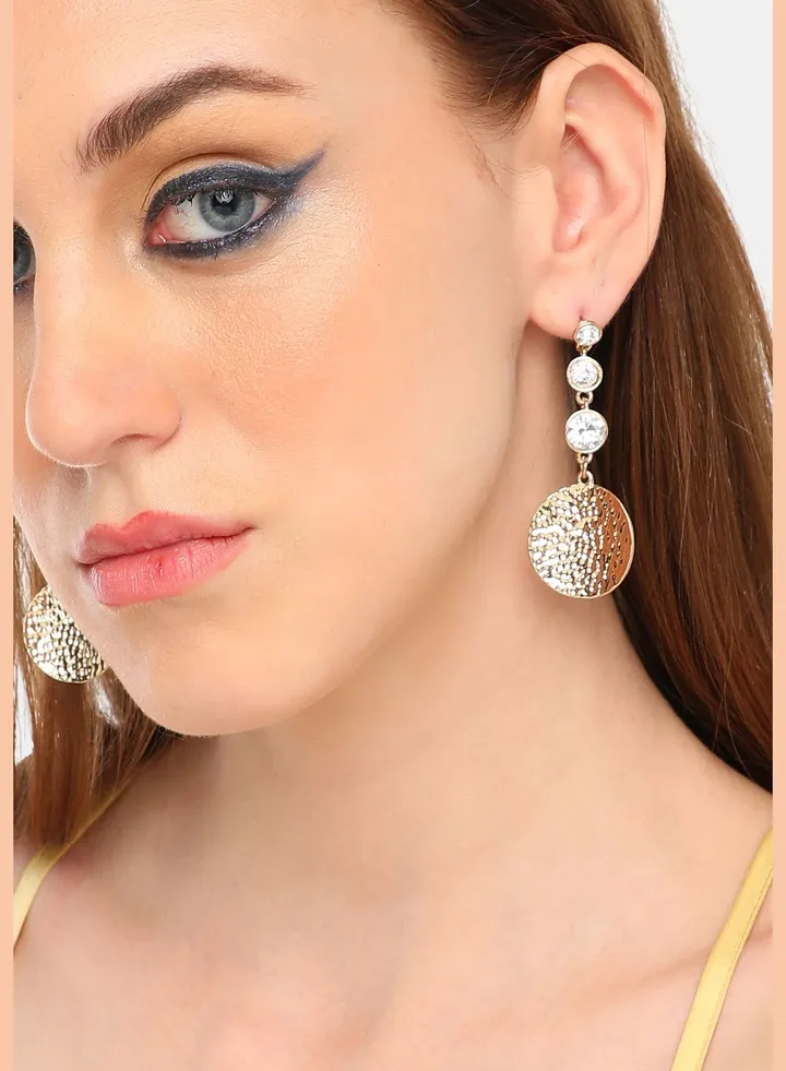 Gold Plated Party Designer Stone Drop Earring For Women