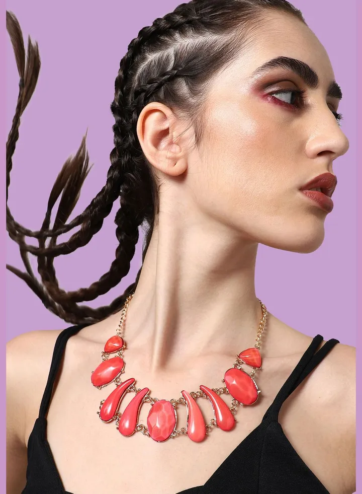 Gold Plated Party Designer Stone Necklace For Women