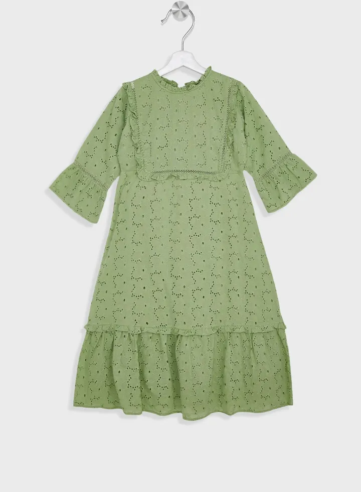 Girls Lace Detail Ruffle Dress