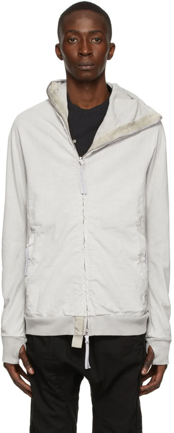 Boris Bidjan Saberi Grey Dyed Zip-Up Sweater