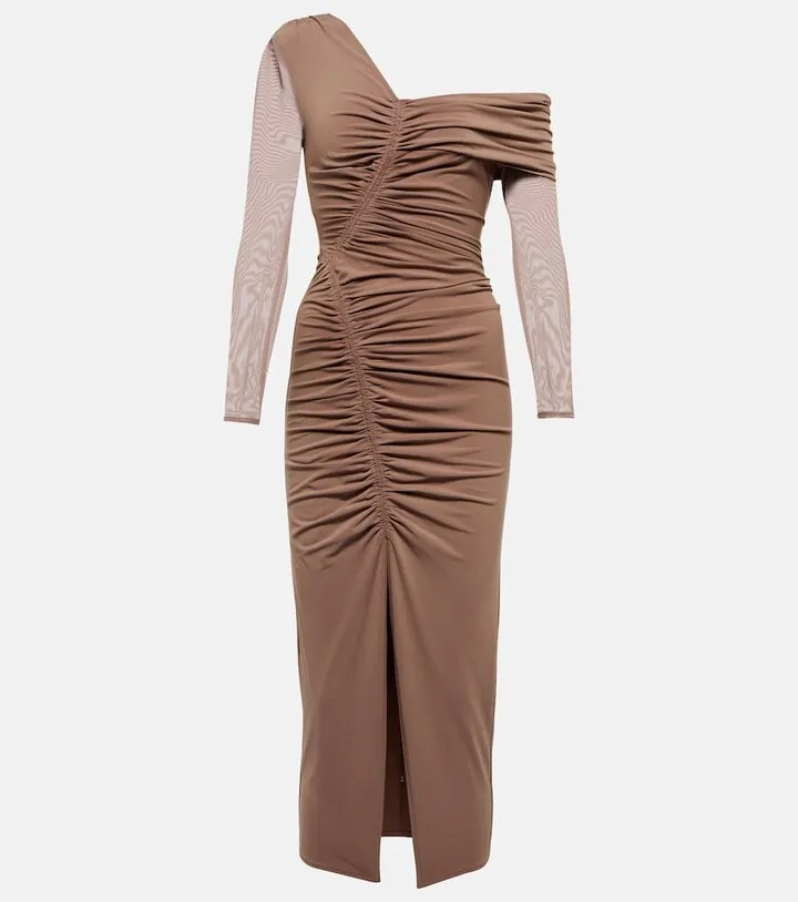 Ruched jersey midi dress