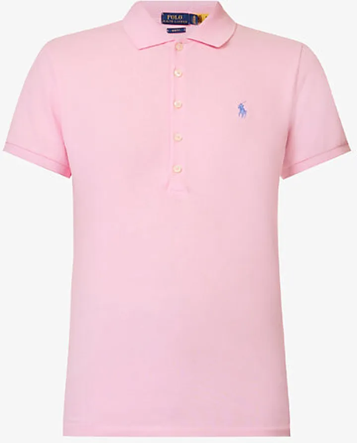 Womens Carmel Pink Logo-embroidered Stretch-cotton Polo Shirt
