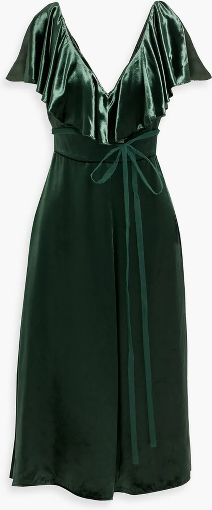 Ruffled velvet midi dress