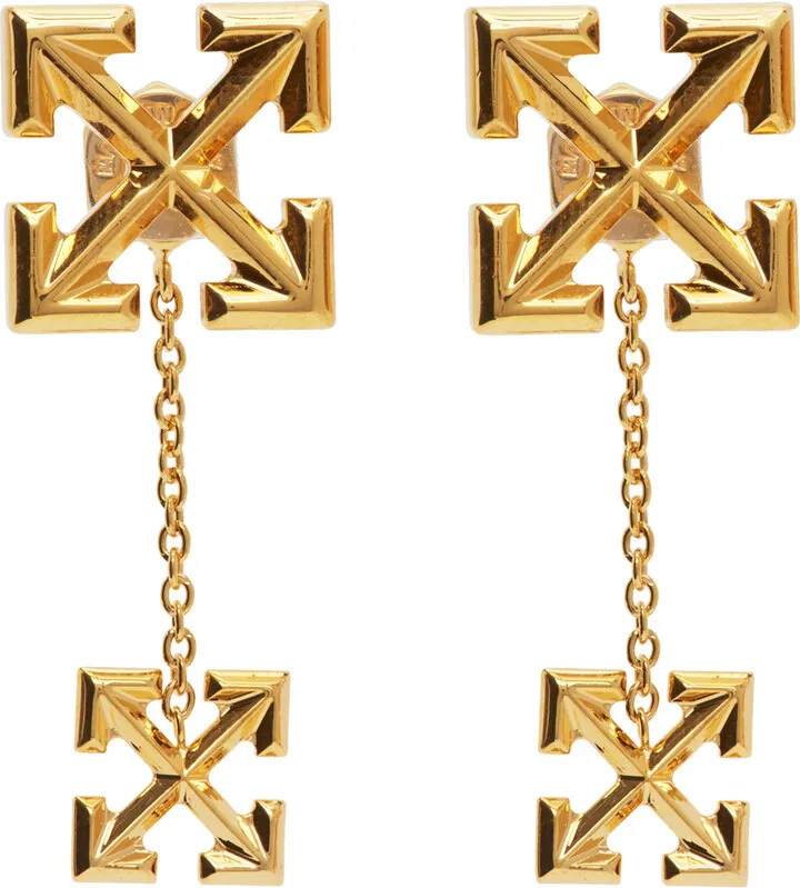 Off-White Gold Double Arrow Earrings