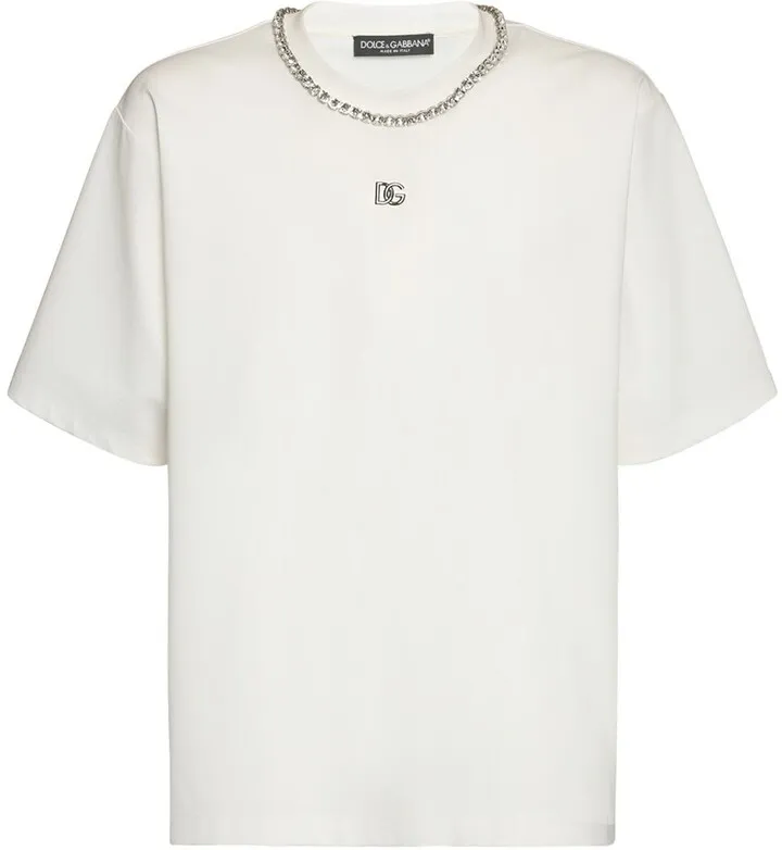 Embellished cotton blend t-shirt
