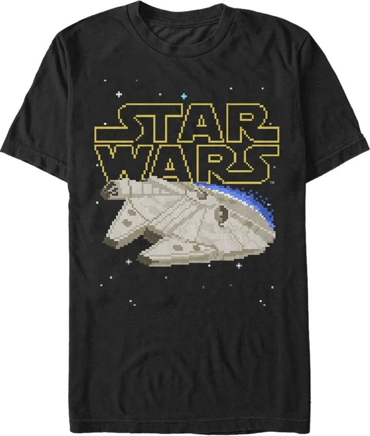 Men's Star Wars Pixel Millennium Falcon T-Shirt - Black - Large