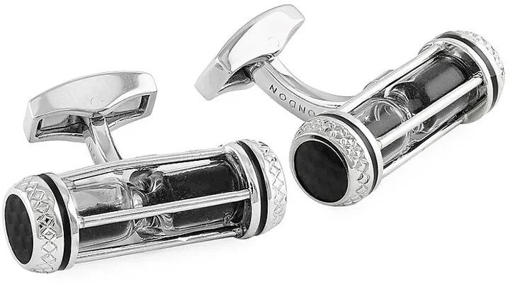 Sand Timer Black Enamel Cufflinks