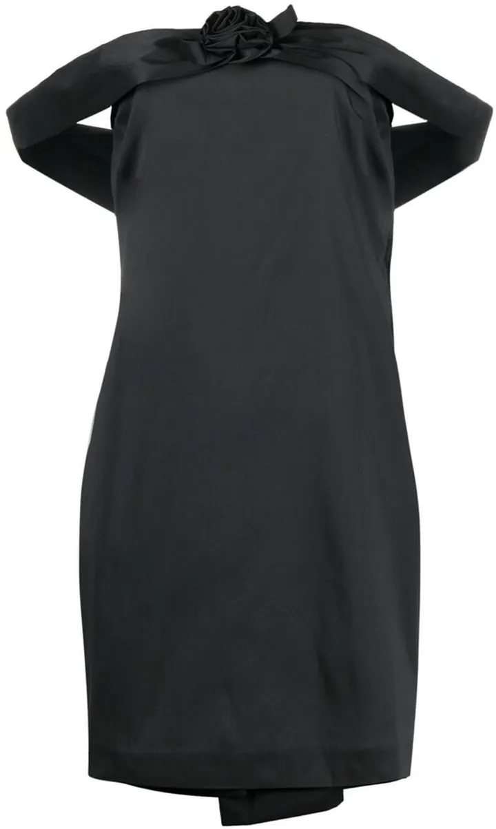 Floral-Appliqué Off-Shoulder Dress