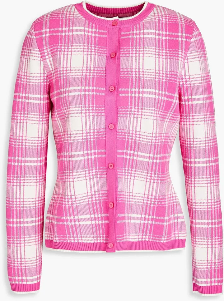 Checked knitted cardigan