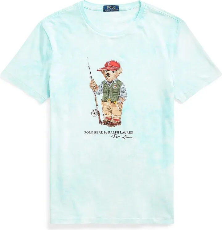 Custom Slim Polo Bear Tie-dye T-shirt T-shirt Sky Blue