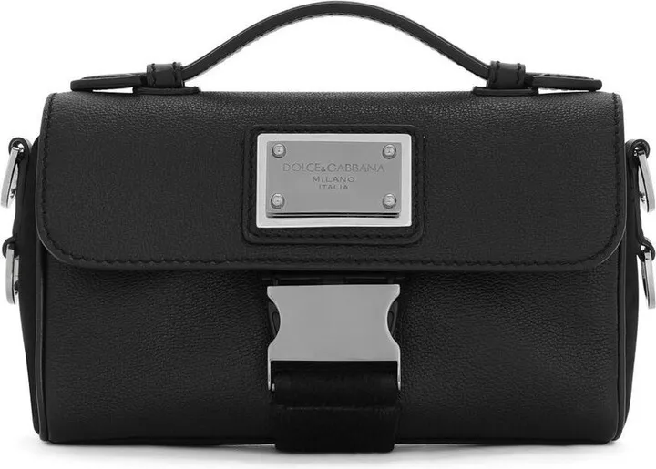 Black Logo Plaque Cross Body Bag